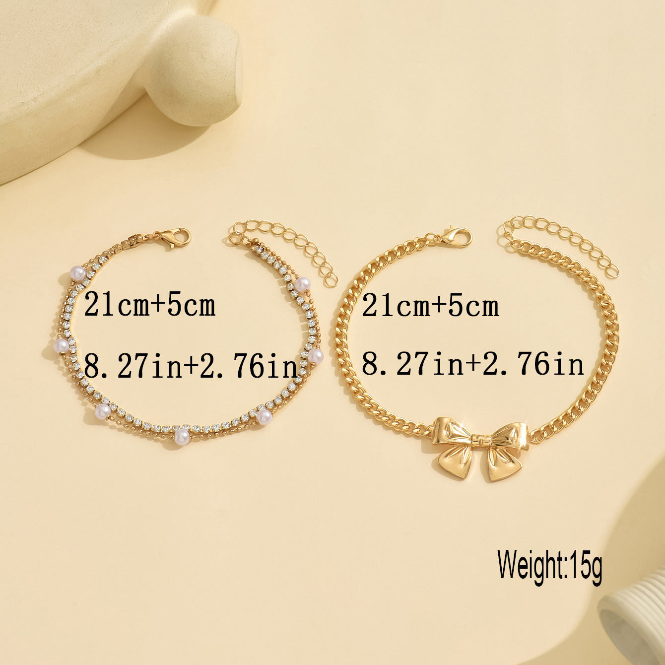 Wholesale bow versatile three-piece stackable  anklet