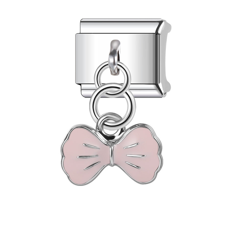 Wholesale Italian Charm Bracelet 9mm DIY Splicing Butterfly Pendant Stainless Steel Composable Bracelet