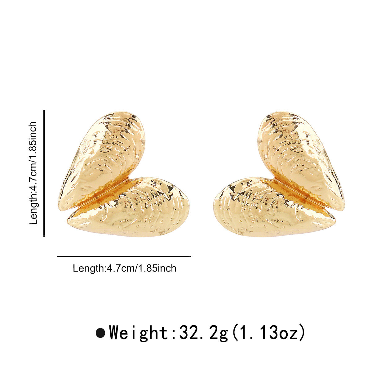 Wholesale grain pleated love earrings