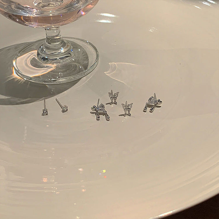 Wholesale  zircon lovely butterfly stud earrings suit