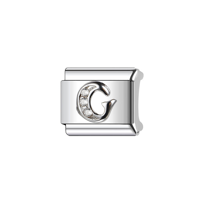 Wholesale Italian Charm Bracelet 9mm DIY Splicing Silver Letters Stainless Steel Composable Bracelet