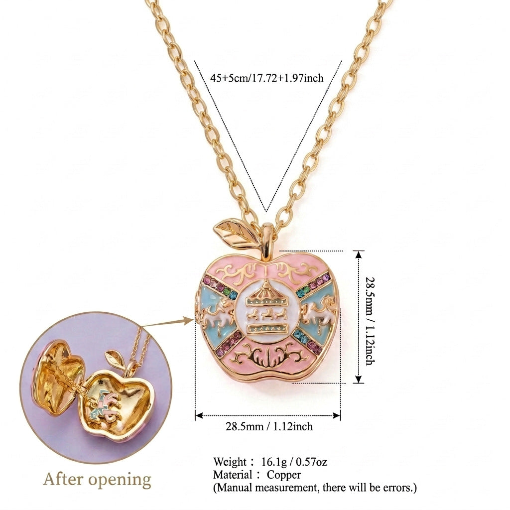Wholesale Ballet Locket Necklace Pink Gold Electroplated Copper Cute Gift For Girls Fashion Jewelry