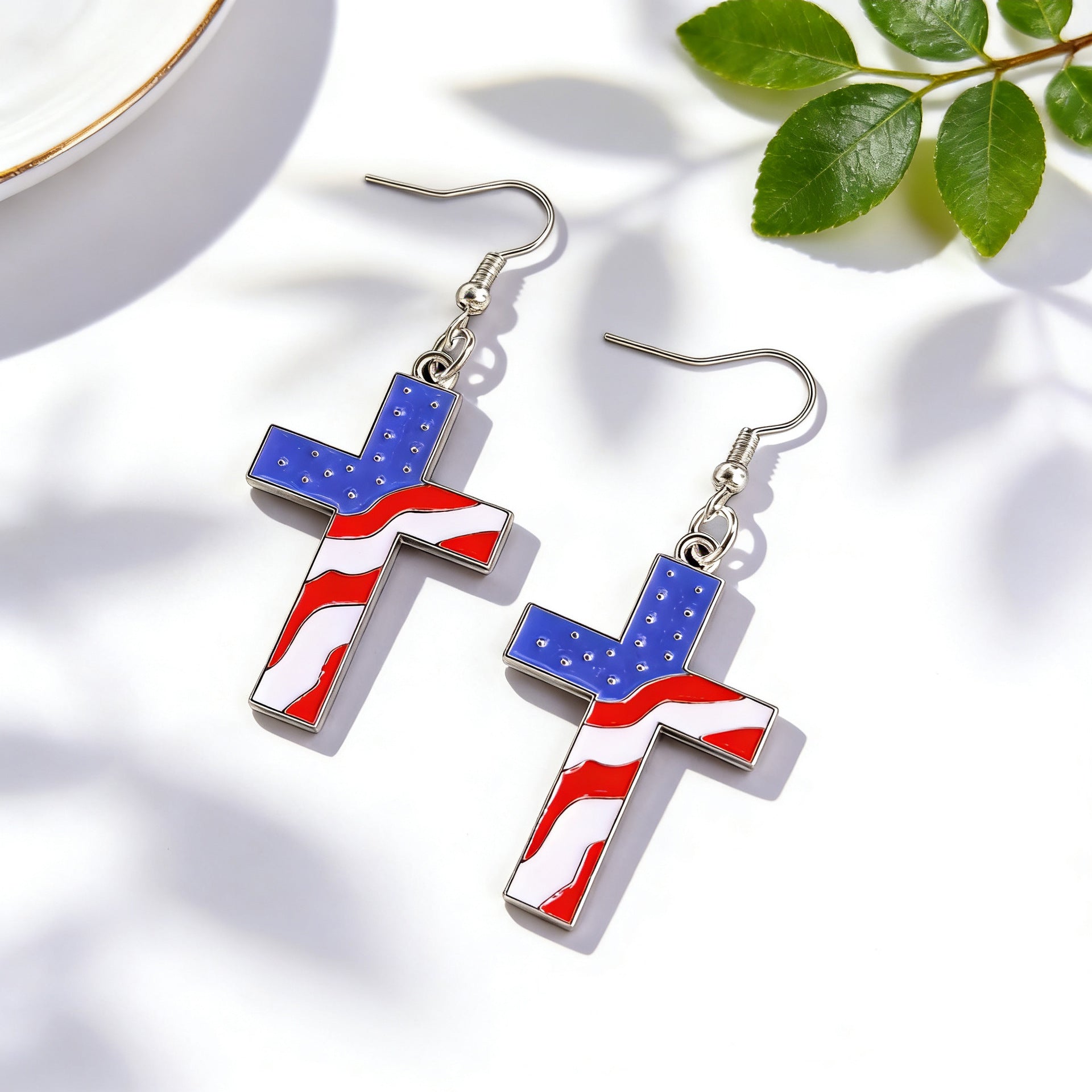 Wholesale American Independence Day Alloy Earrings with Diamond