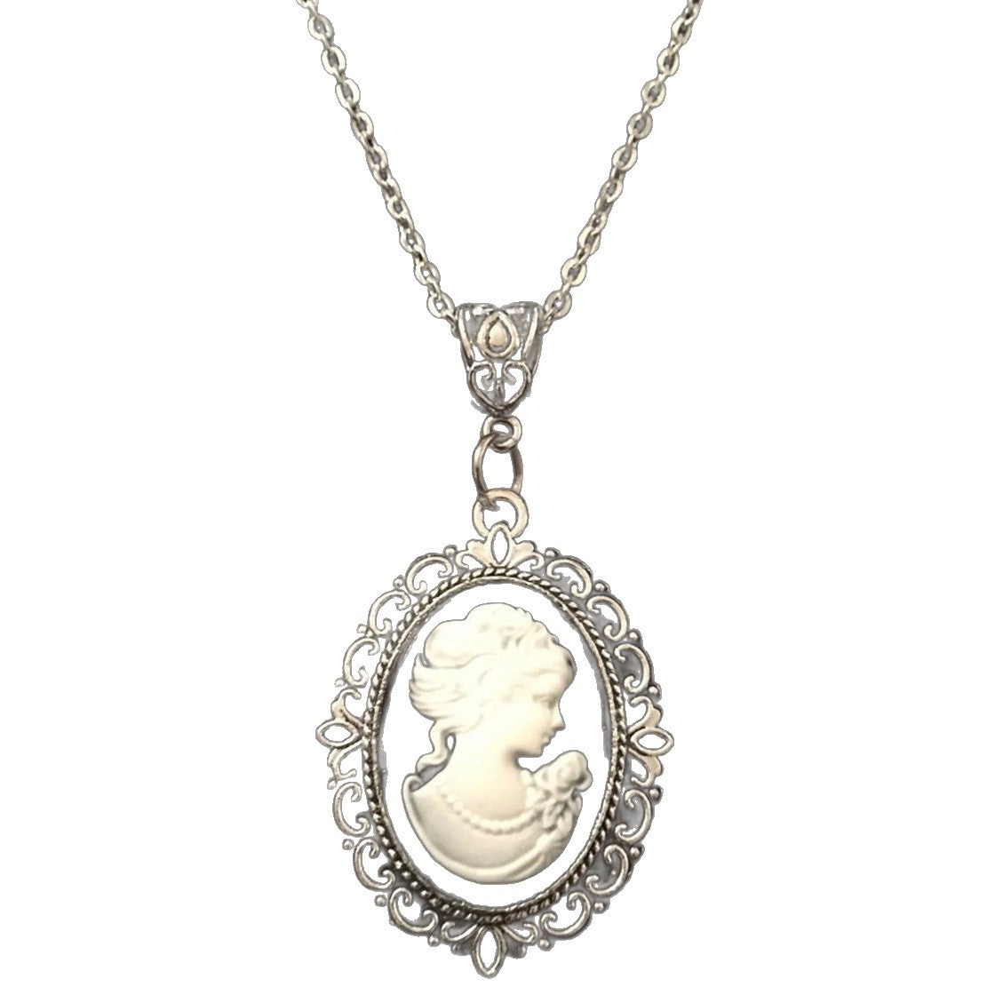 Wholesale Women' s Vintage Steampunk Cameo Pendant Necklace,  Alloy,  Black,  Jewelry Accessory