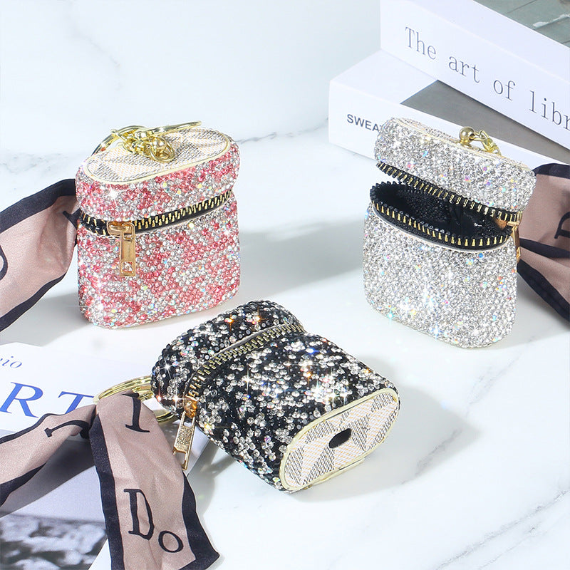 Wholesale High-end Full Diamond Storage Wireless Keychain Coin Purse Earphone Case ACC-EPC-RuiJie001