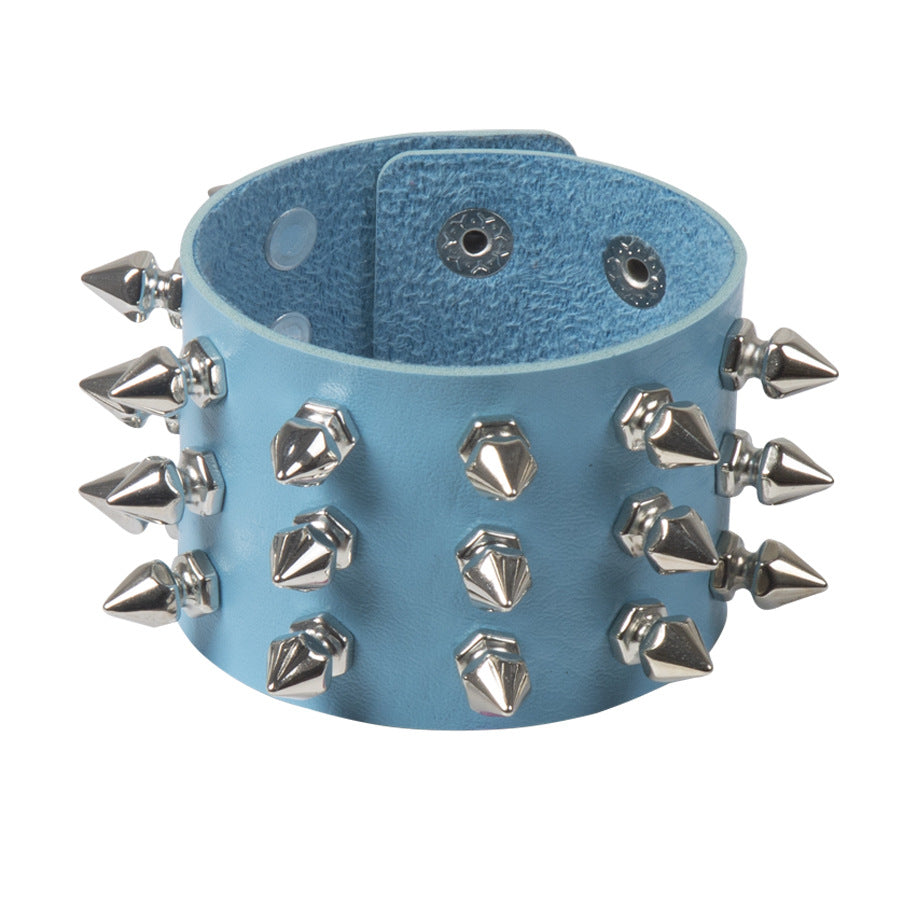 Wholesale Punk Style Exaggerated Pointy Rivet Bracelet Gothic Leather Bracelet ACC-BT-Jinl001