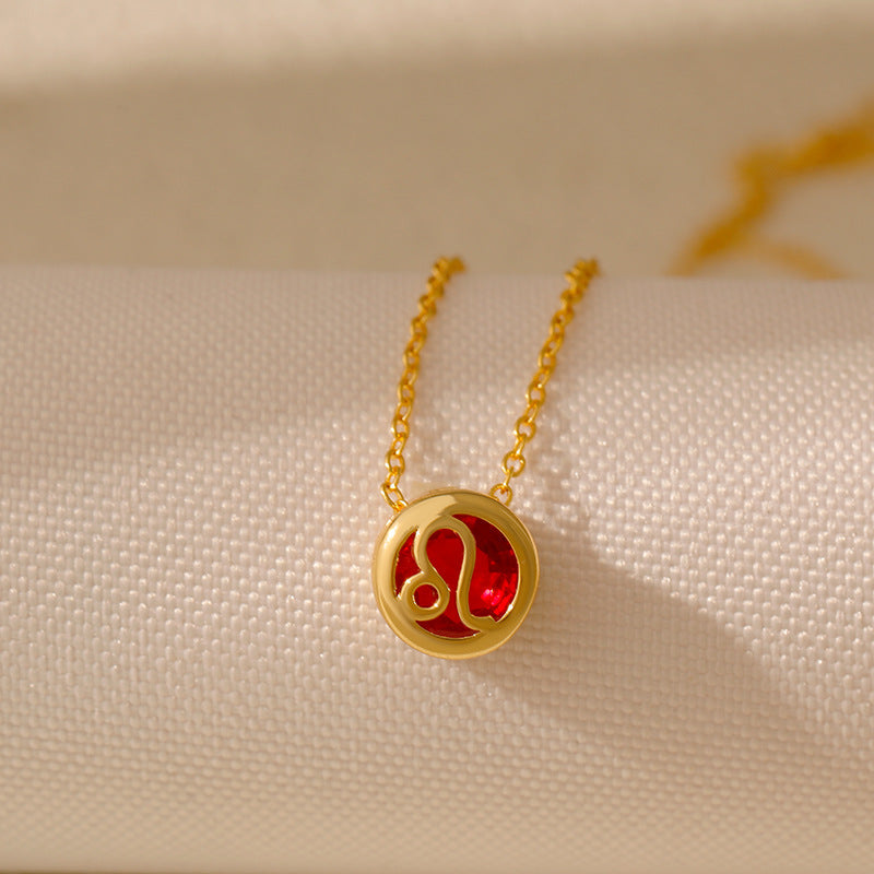 Wholesale Stainless steel Double-sided Hollow Twelve Constellations Necklace