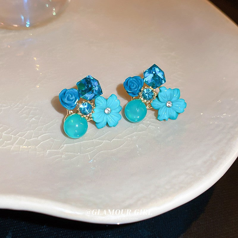 Wholesale Purple Crystal Flower Earrings ACC-ES-LanXiu001