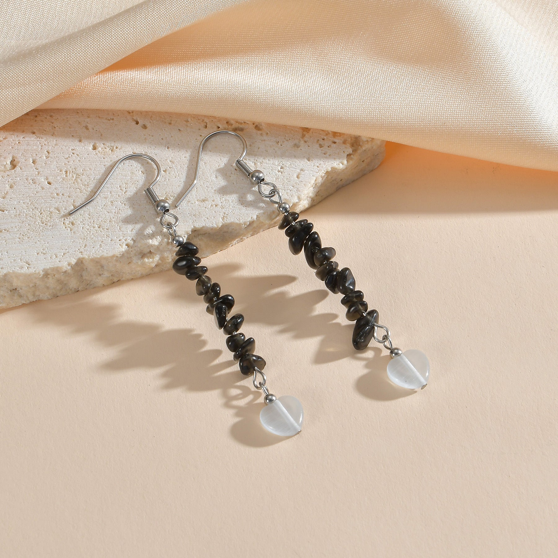 Wholesale Blue Gravel Earrings Long Non-fading Earrings Stainless Steel Earrings ACC-ES-yanc003