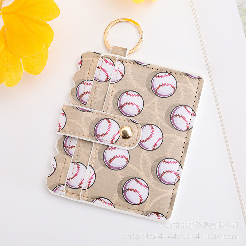 Wholesale Baseball Softball Leopard Print Cow Print PU Pickup Bag Keychain ACC-KC-HaoBao001