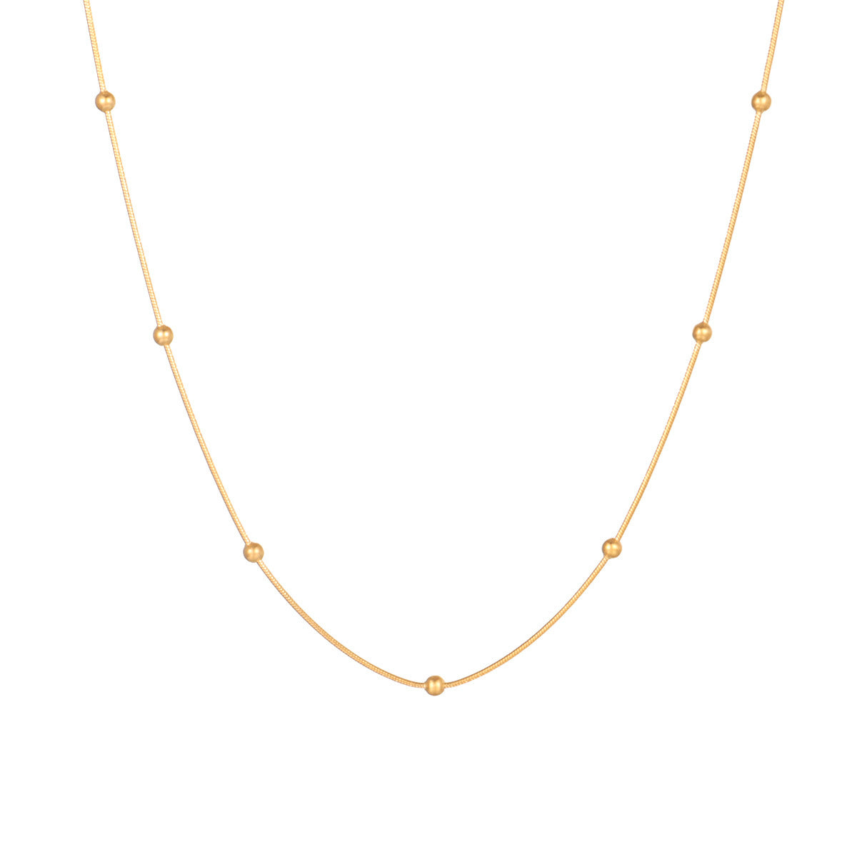 Wholesale 18K Gold-Plated Stainless Steel Chain Clavicle Chain  Snake Bead Necklace