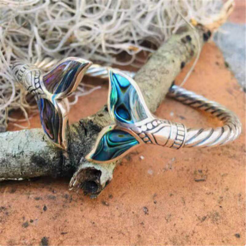 Wholesale Zinc Alloy Mermaid Open Bangle,  Blue Retro Fashion Bracelet,  Jewelry Accessory for Resale