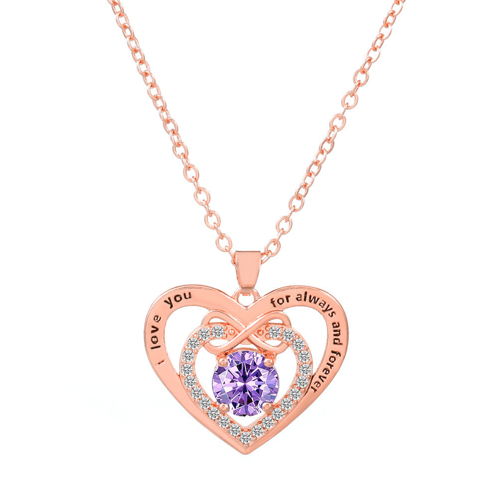 Wholesale  love butterfly necklace women's hollow heart-shaped letter l love you clavicle chain