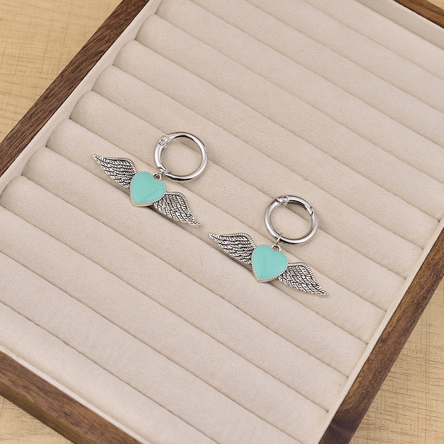 Wholesale Vintage Heart Wing Enamel Shoe Buckle Bag Charm Stylish Electroplated Zinc Alloy DIY Women S Accessory
