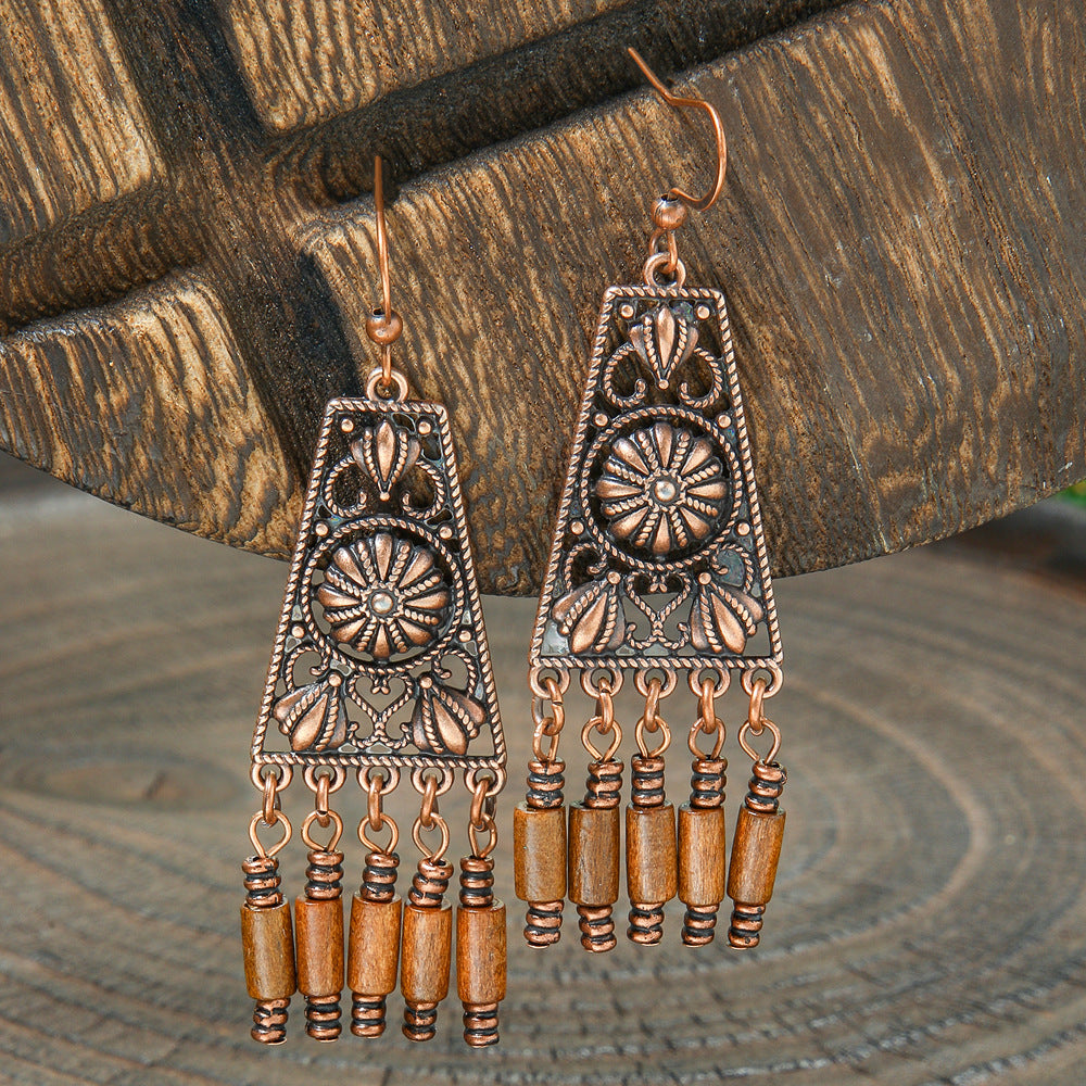 Wholesale Bohemian Geometric Tassel Earrings Zinc Alloy Jewelry Accessory