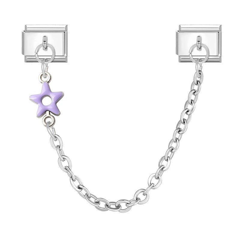 Wholesale 2PCS 9mm Italian Charm Starter Bracelets DIY Double Hanger flower Stainless Steel Composable Bracelet