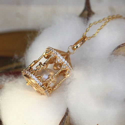 Wholesale unique lovely wind plating S925 silver inlaid small Diamond Pearl necklace