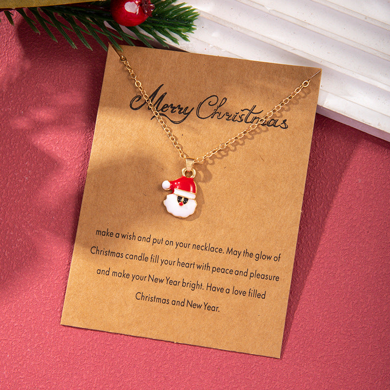 Wholesale Christmas Colored Oil Drop Pendant Christmas Tree Necklaces ACC-NE-Zhey002