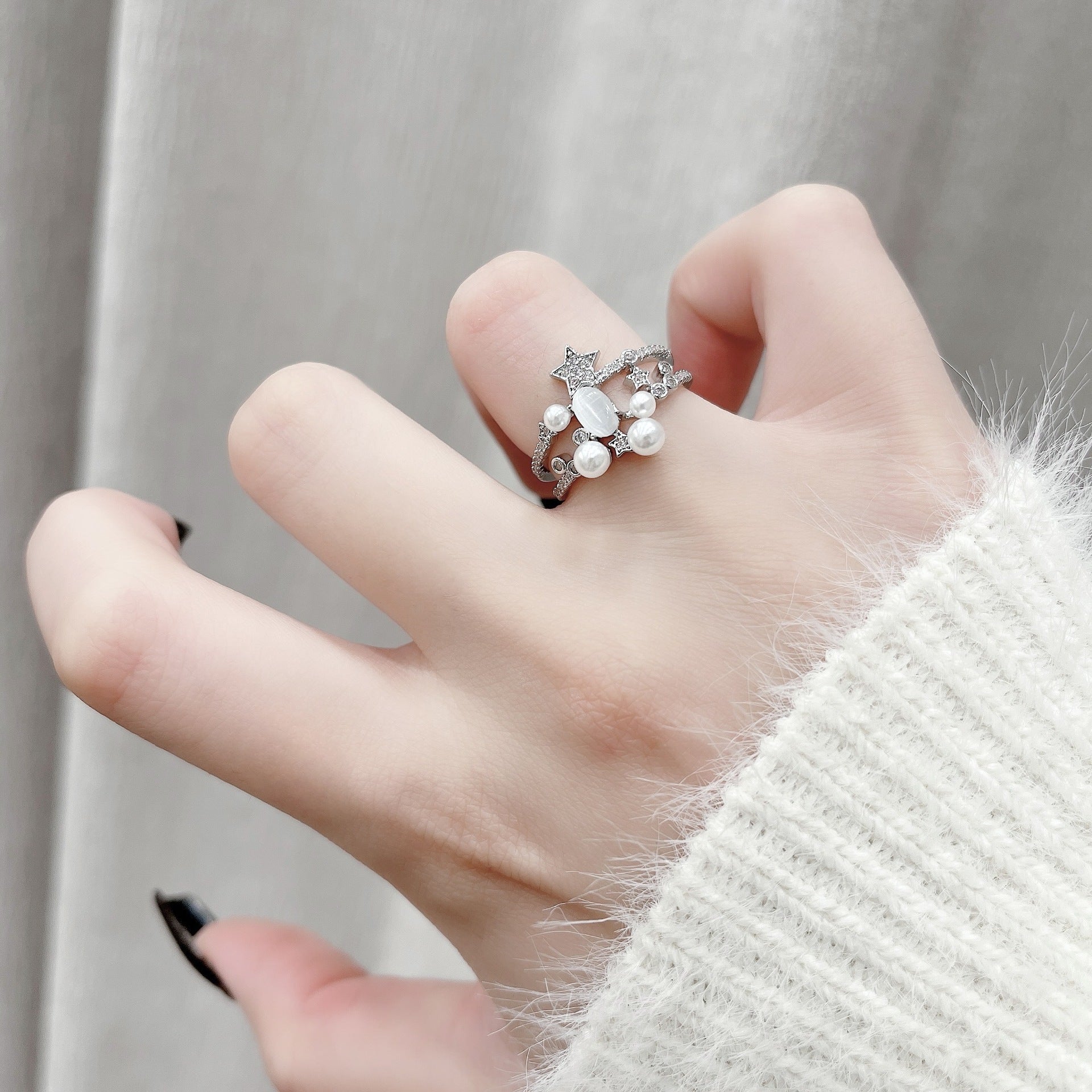 Wholesale Pearl Zircon Layer Ring