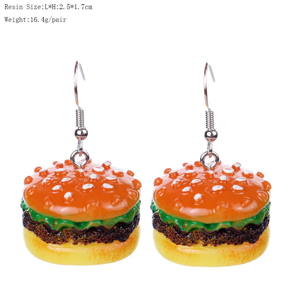 Wholesale  fun  simulation food and play beef hamburger earrings