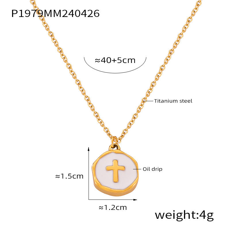 Wholesale Heart Tassel Cross Titanium Steel Necklaces ACC-NE-OMK006