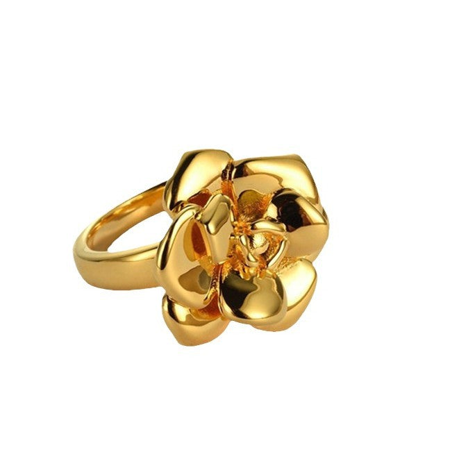 Wholesale 18K gold camellia ring rose decorative ring