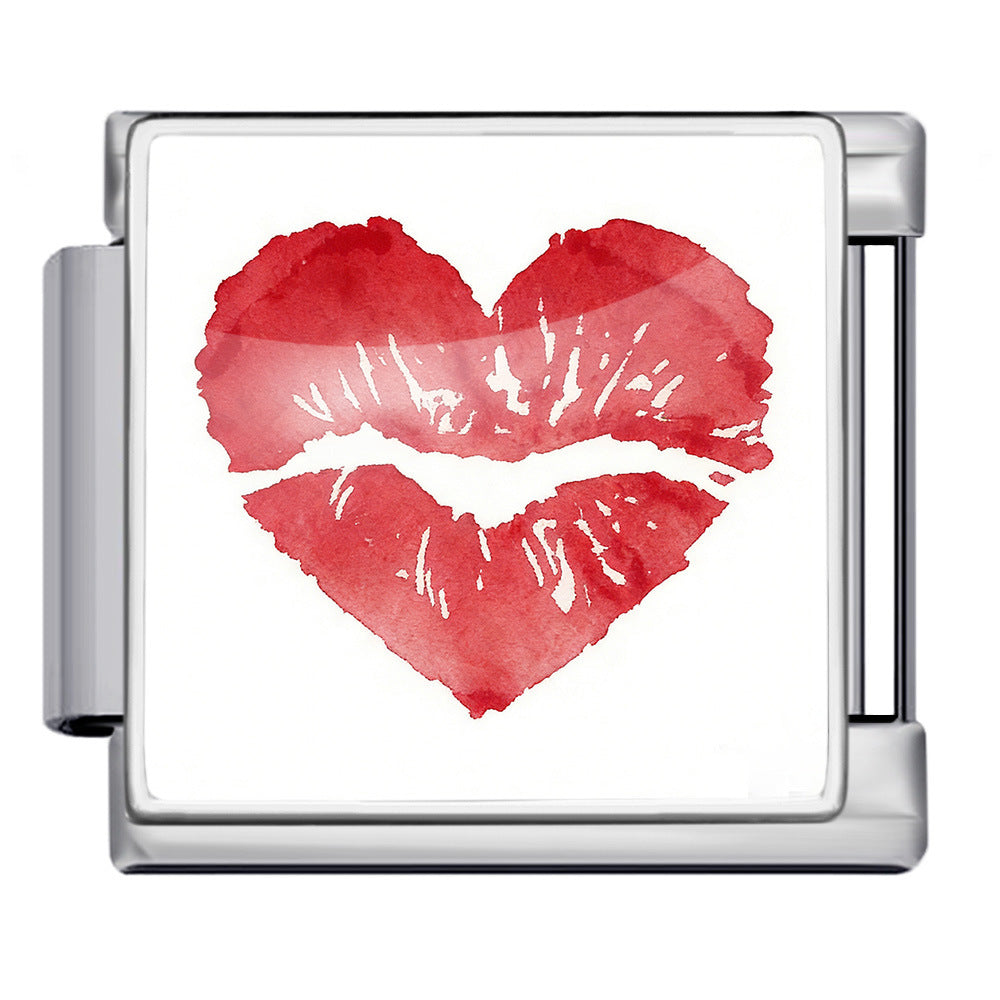 Wholesale 9mm Italian Charm Starter Bracelets DIY Valentine' s Day Heart-Shaped Stainless Steel Composable Bracelet