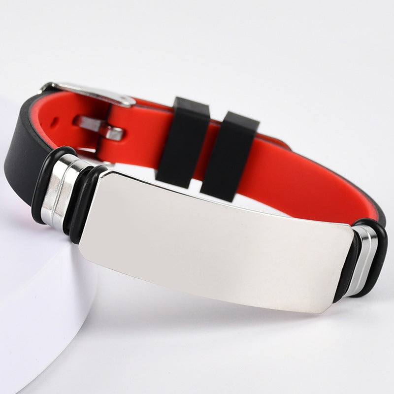 Wholesale  vintage silicone stainless steel men' s bracelet