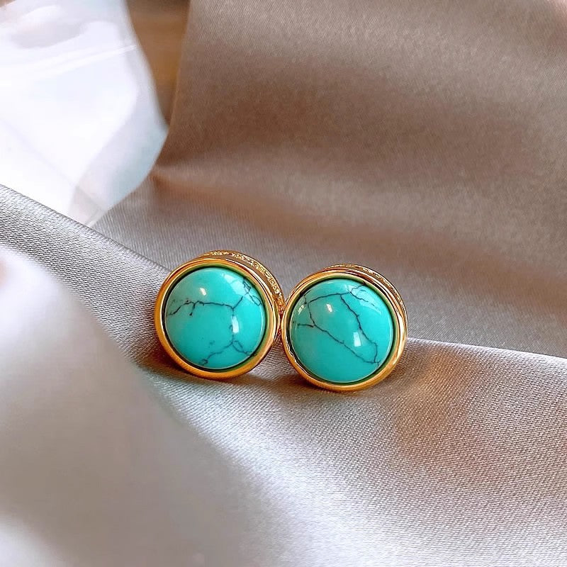 Wholesale Elegant  Sophisticated Four-Leaf Clover Turquoise Stud Earrings