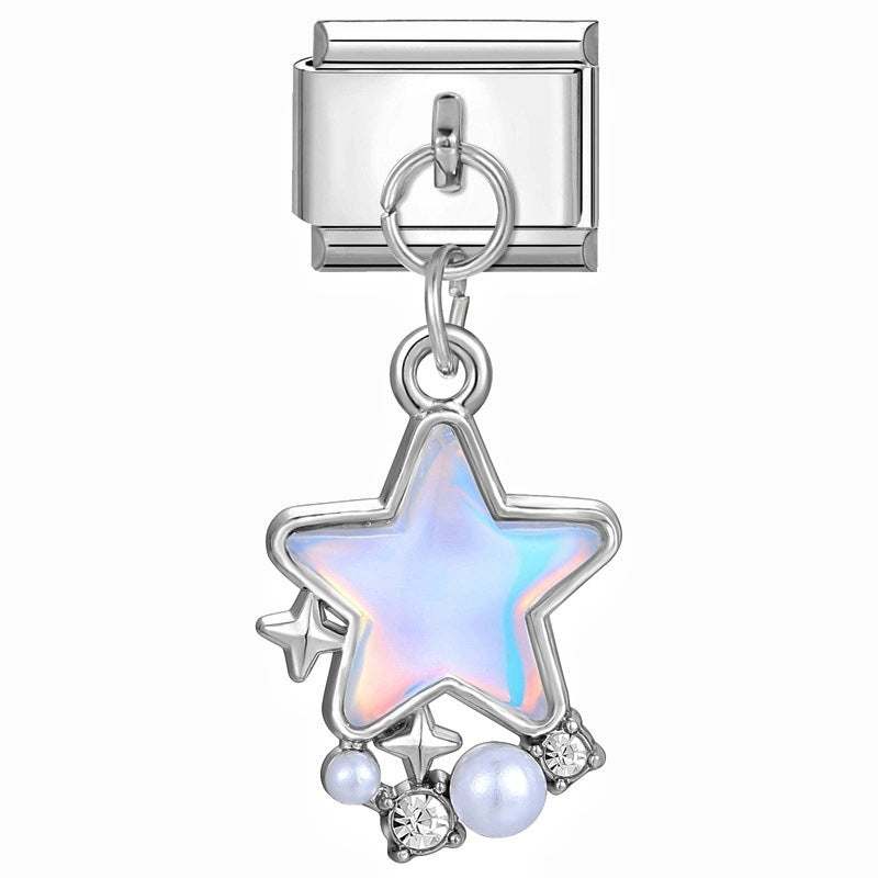 Wholesale Stainless Steel Butterfly Moon Pendant Charm DIY Bracelet Jewelry Making Accessory Boutique Resale