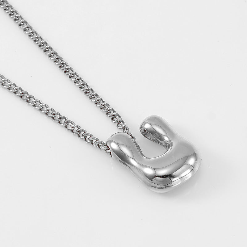 Wholesale Titanium Steel  balloon bubble letter pendant female necklace