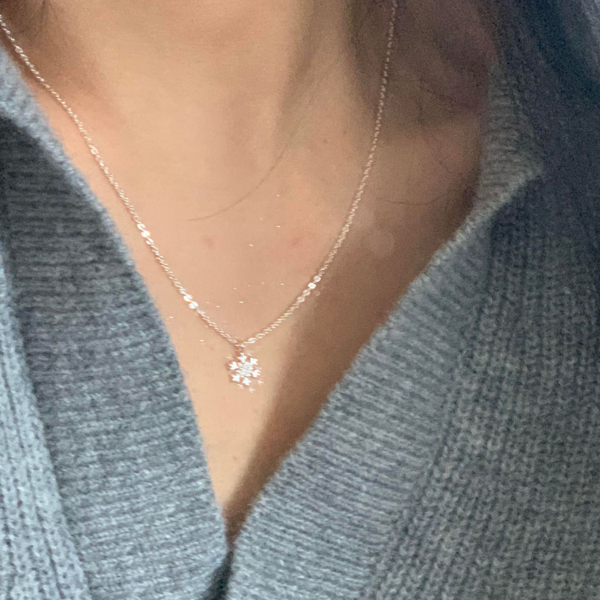 Wholesale S925 Silver Christmas Snowflake Necklace