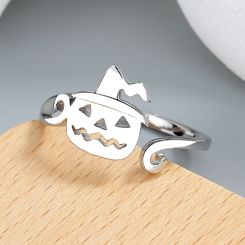 Wholesale Copper  Witch Broom Pumpkin Adjustable Ring Unisex Fashion Gift