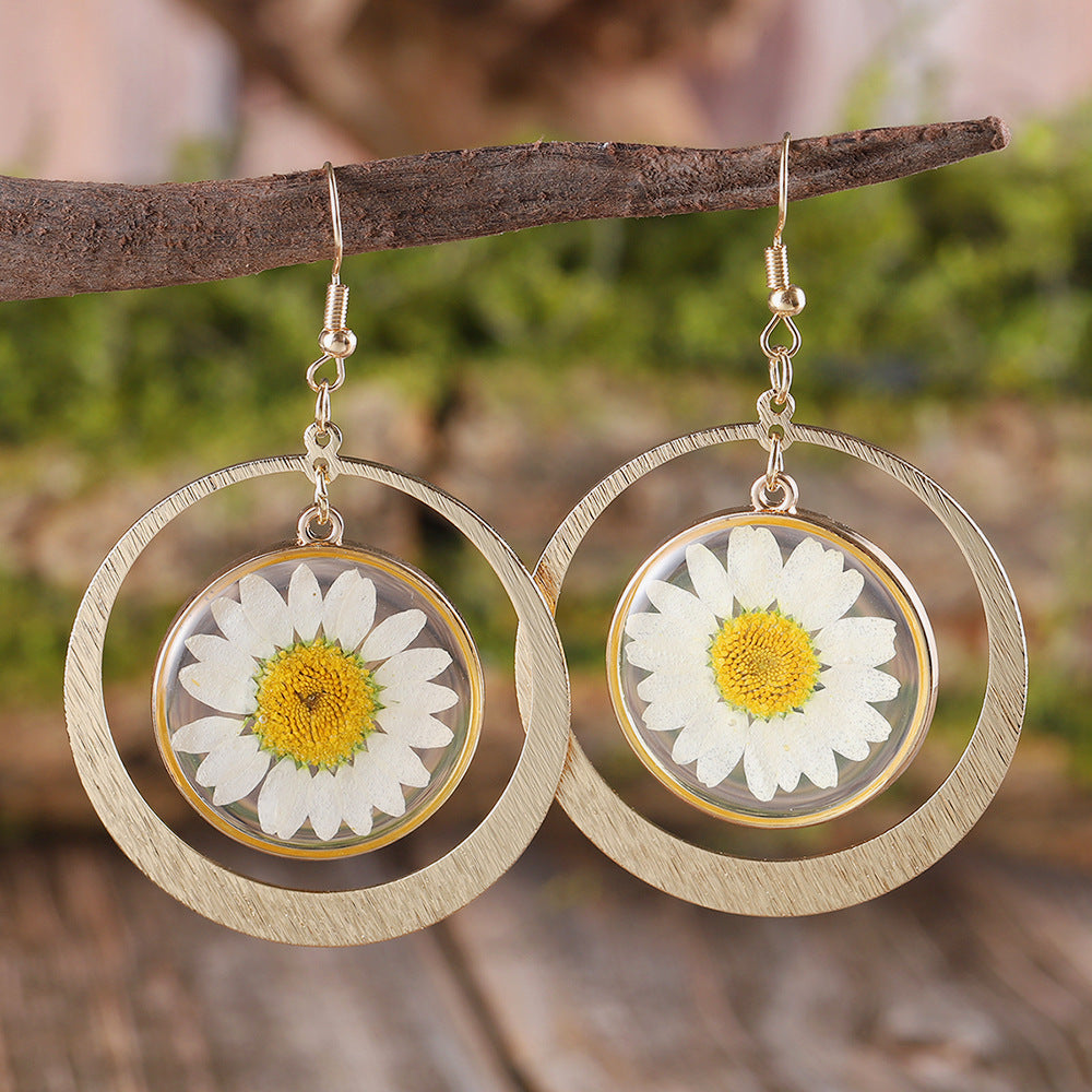 Wholesale  Resin  Dried Flower Earrings