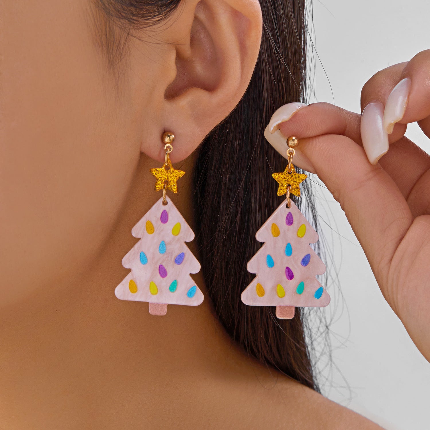 Wholesale Christmas Acrylic Colorful Christmas Tree Snowman Earrings
