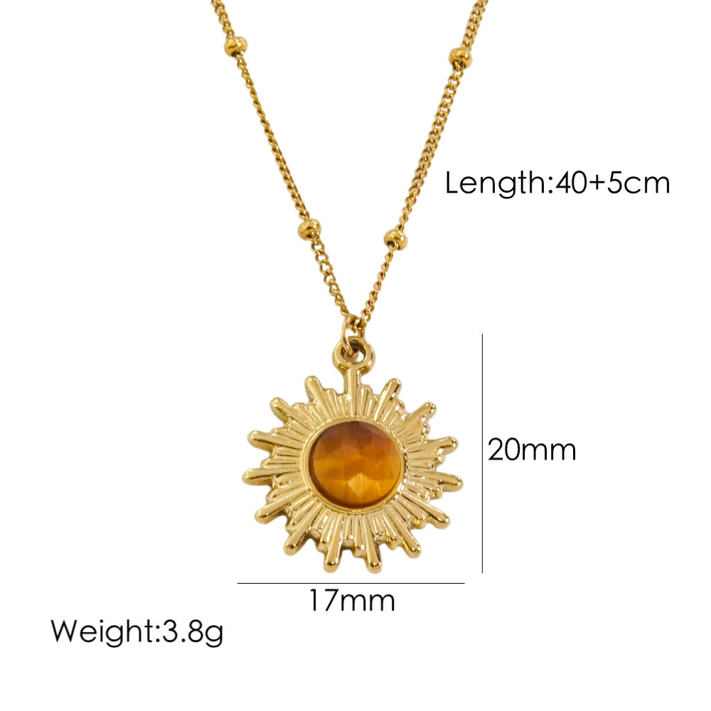Wholesale  yellow tiger stone series stainless steel necklace