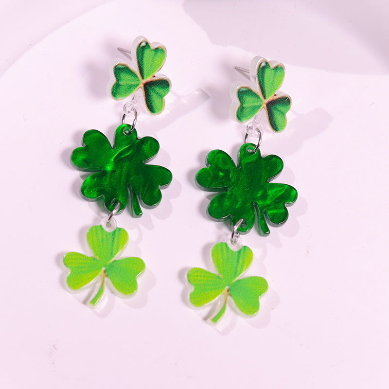 Wholesale Acrylic creative St.  Patrick' s Day beer earrings