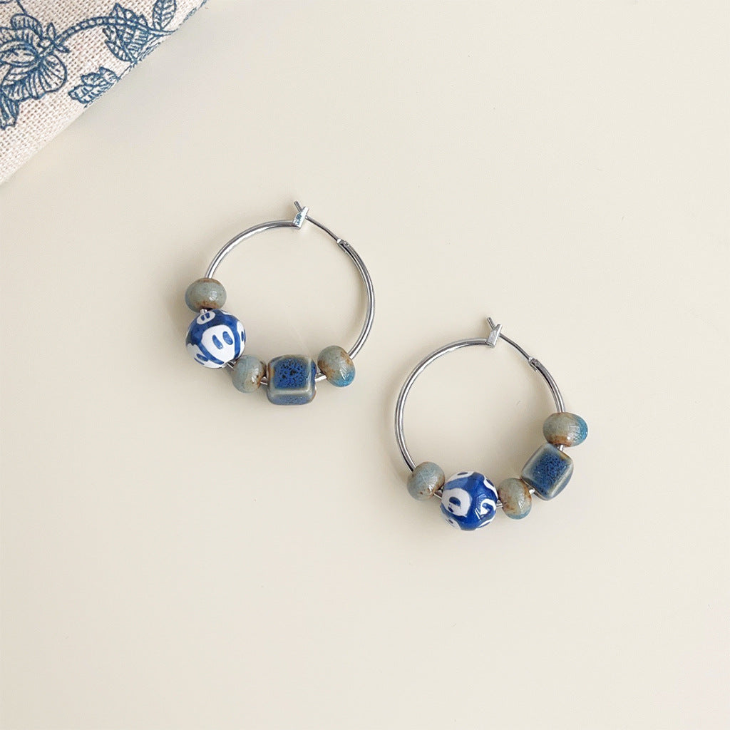 Wholesale Blue and white porcelain series earrings
