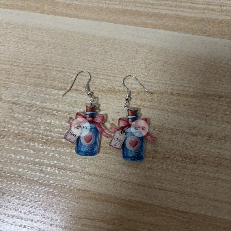 Wholesale Valentine's Day wish drifting transparent glass bottle acrylic earrings