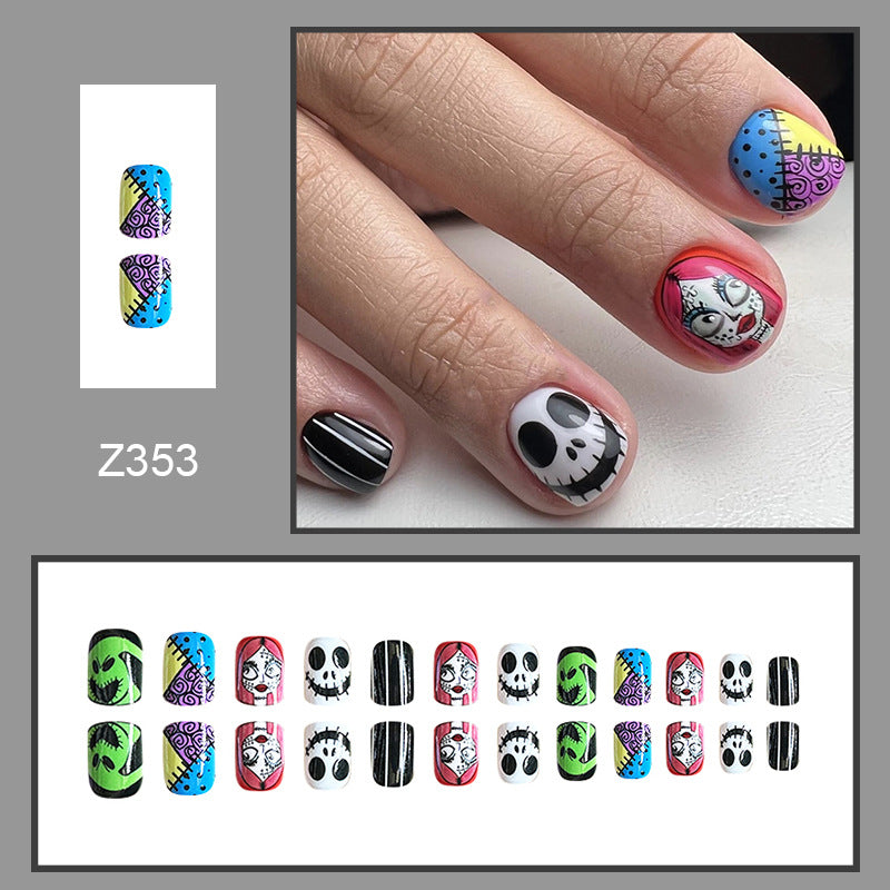 Wholesale 24 Pieces/box Halloween Press-on Nails Kits Nail Stickers ACC-NS-FengLi024