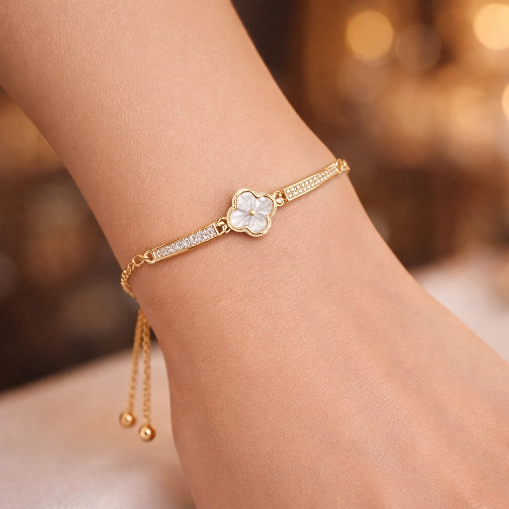 Wholesale Sweet Shell Flower Zircon Bracelet,  Copper Electroplated - Fashion Jewelry for Everyday Wear