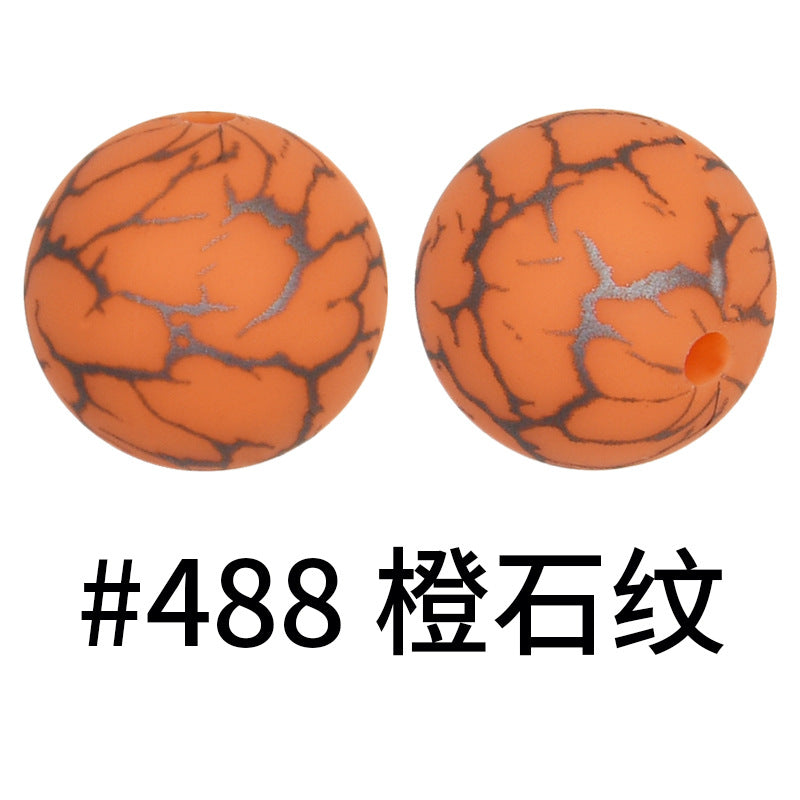 Wholesale 50pcs 15mm Colorful Crack Printed Silicone Balls DIY Beaded Accessories ACC-BDS-HeSheng050