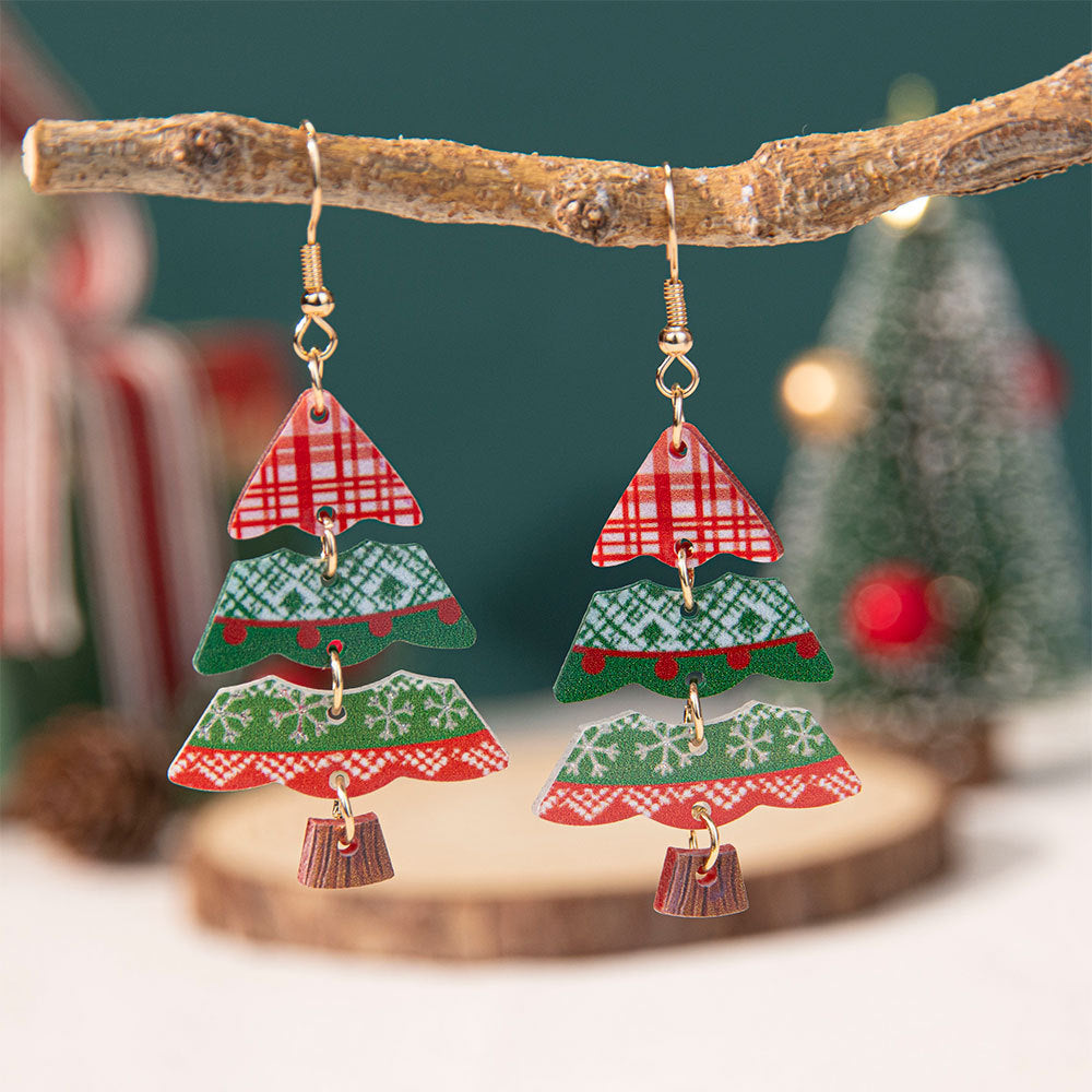 Wholesale Christmas Tree  Party Red and Green Acrylic Earrings