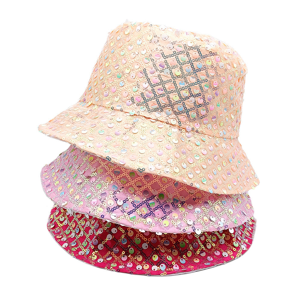 Wholesale  Fashion Sunshade Sequin Small Basin Hat Bucket Hat