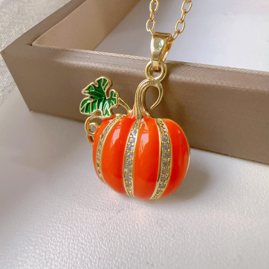 Wholesale Thanksgiving  Green Leaf Pumpkin Flower Necklace