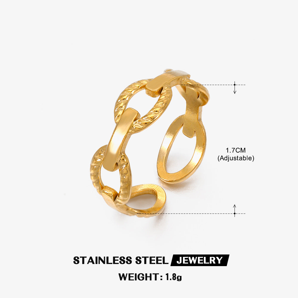 Wholesale Gold Plated Rings Stainless Steel Rings Hollow Open Adjustable Rings ACC-RS-JiaLi007