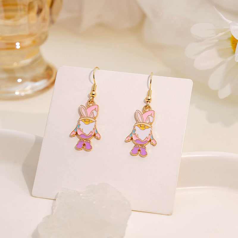 Wholesale Easter Egg Cartoon Oil Drop Earrings
