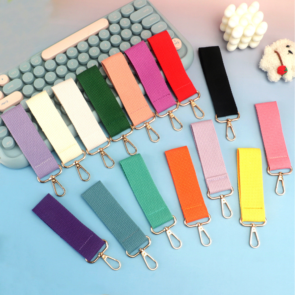 Wholesale Trendy Green Polyester Lanyard Keychain Wrist Strap Wedding Gift DIY Resale Accessory