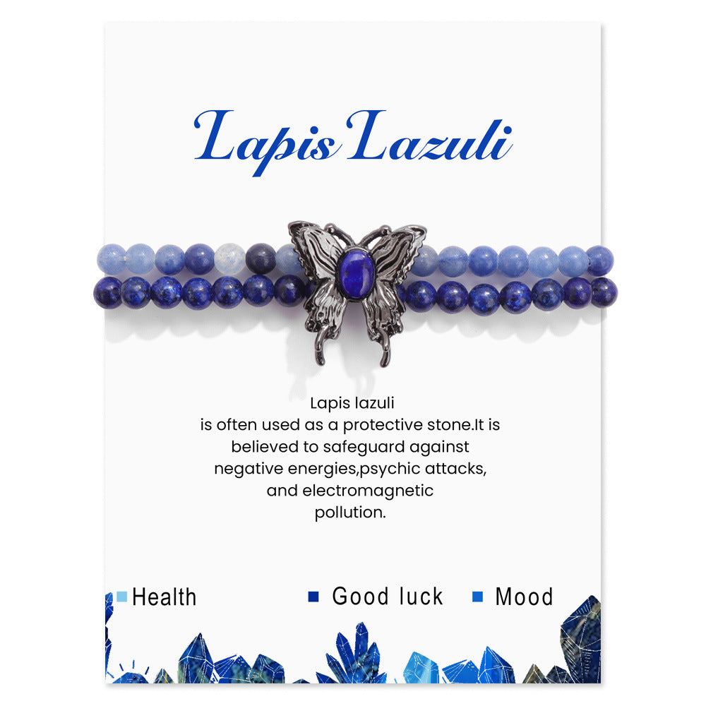 Wholesale Natural Amethyst Butterfly Double Layer Bracelet ACC-BT-YinYi008