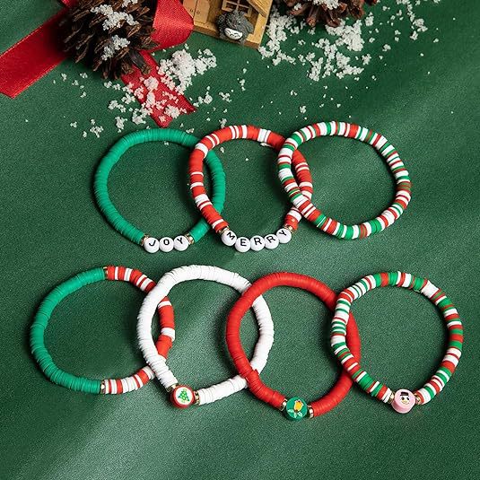 Wholesale Christmas Woven Polymer Clay Colorful Set Bracelets ACC-BT-Xiny023